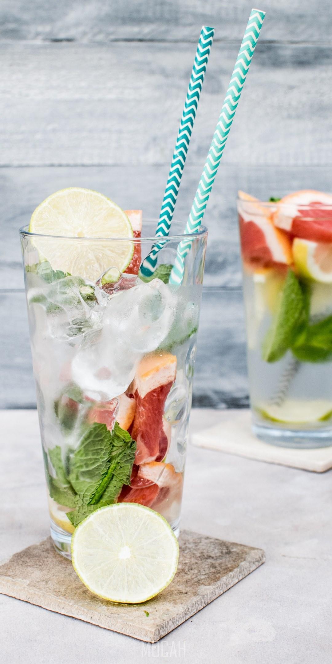 HD wallpaper, Two Cocktails With Ice Mint And Citrus In Tall Glasses With Straws, Detox Water, 1080X2160, Huawei Nova 2S Wallpaper Free Download
