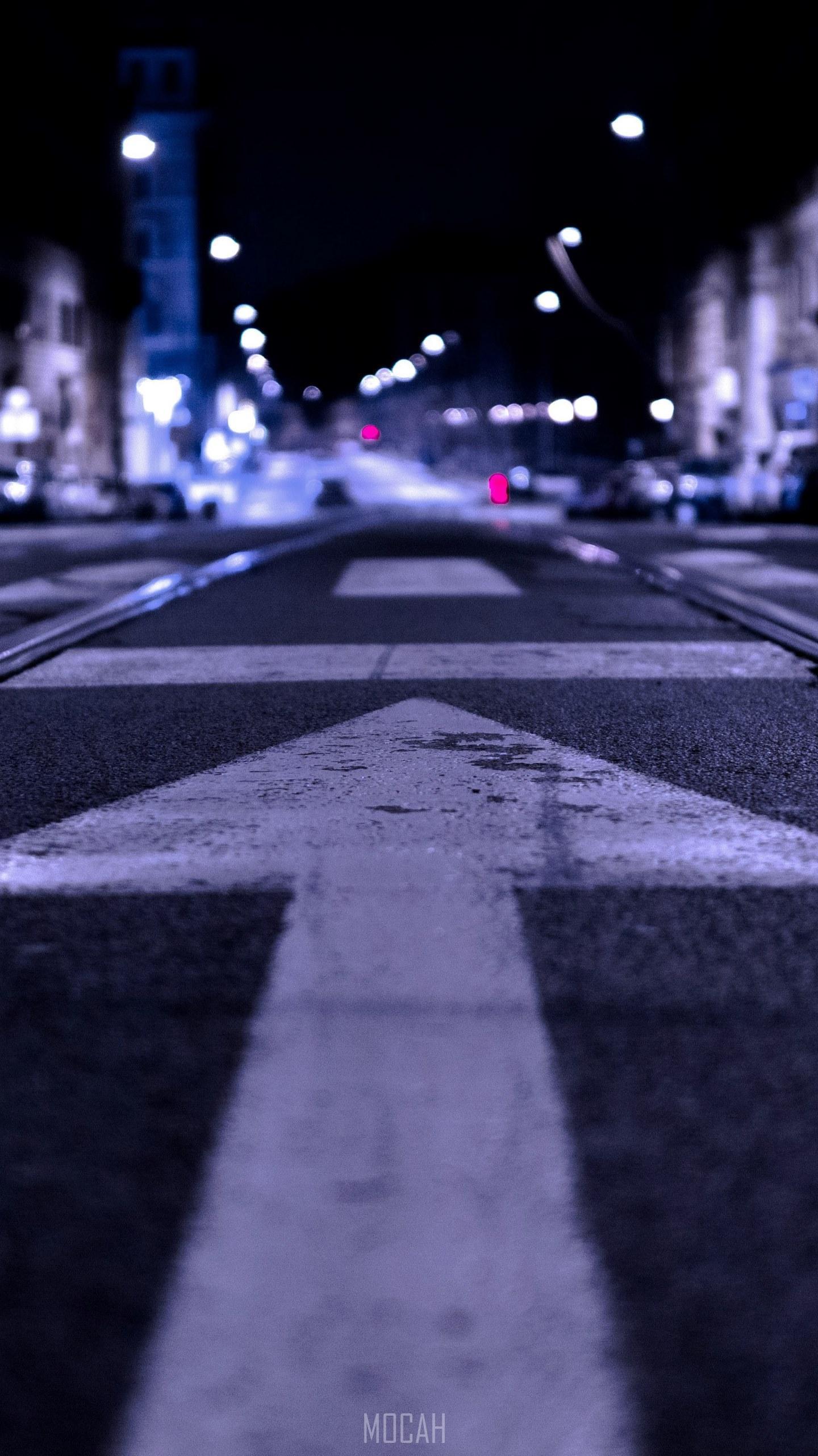 HD wallpaper, Nokia 8 Hd Download, Always Forward, 1440X2560, A White Arrow Painted On An Asphalt Road In Rome In The Evening
