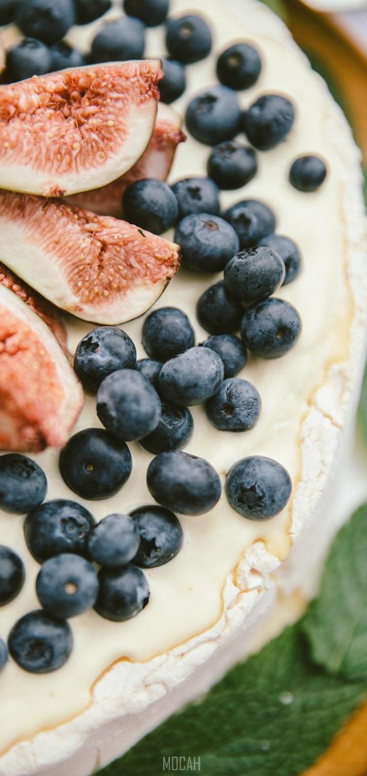 HD wallpaper, Macro Of A Dessert Cake With Blueberries Mint And Figs, Christmas Food, Huawei Y7 Prime 2019 Wallpaper Full Hd, 720X1520