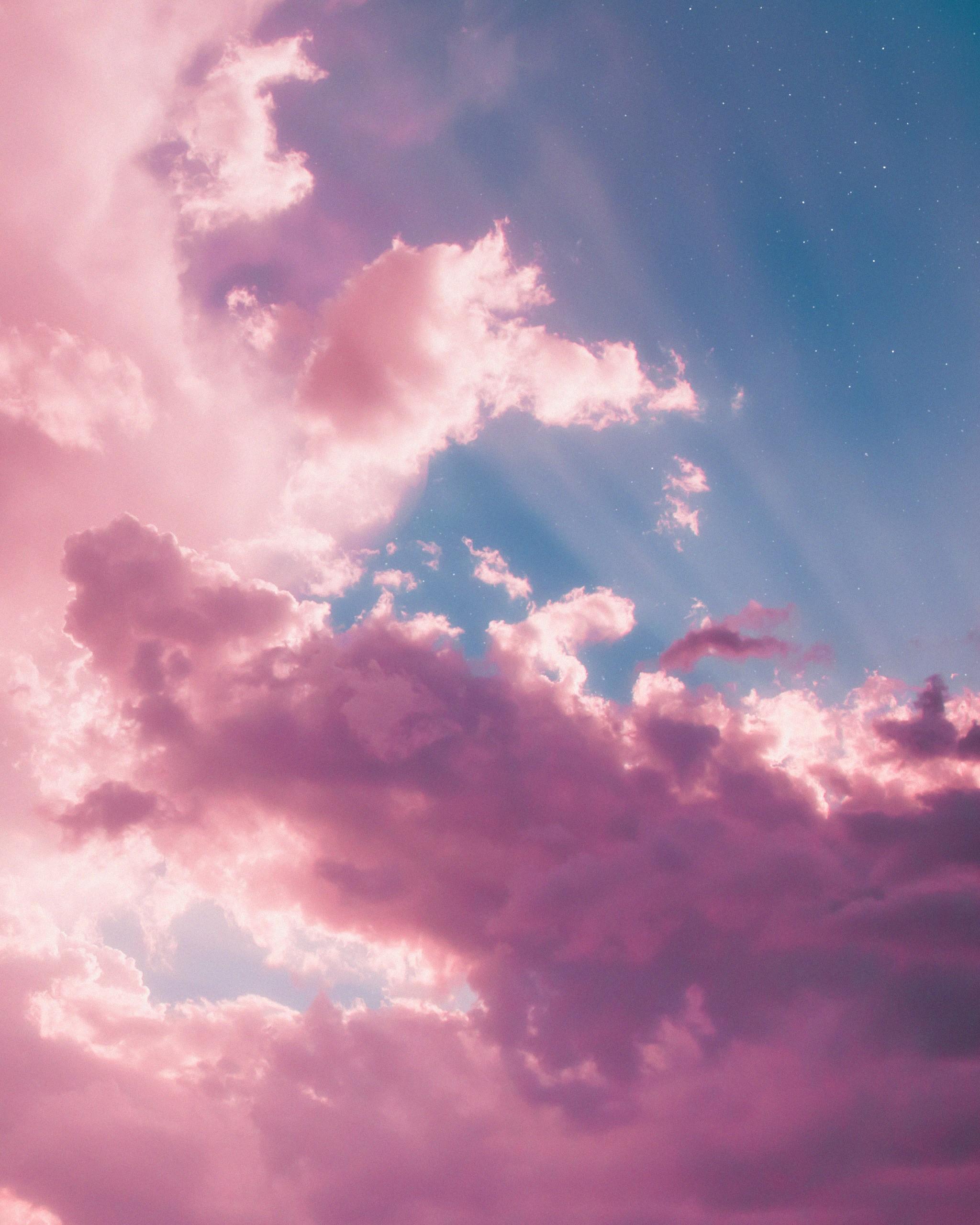 HD wallpaper, Shade, Blue, White, Nature, Sunlight, Pink Clouds, Sky, Photography, Clouds, Pink