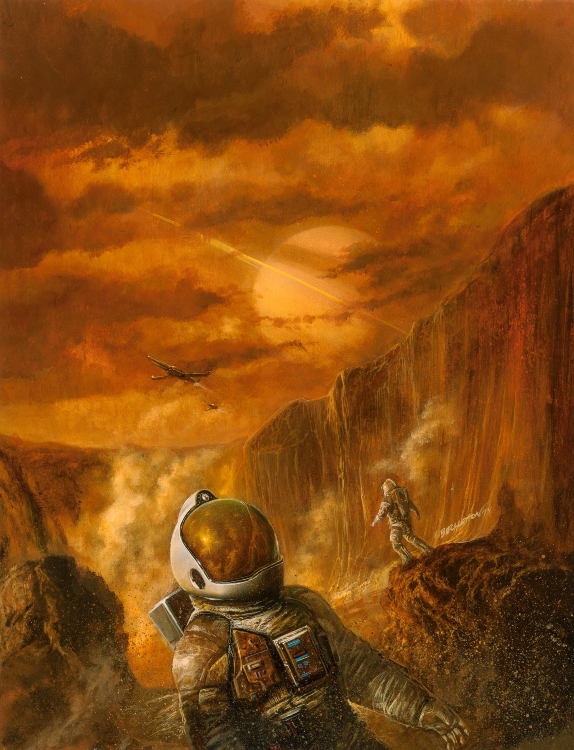 HD wallpaper, Bob Eggleton, Painting, Pulp Magazine, Planet, Science Fiction, Space Suit