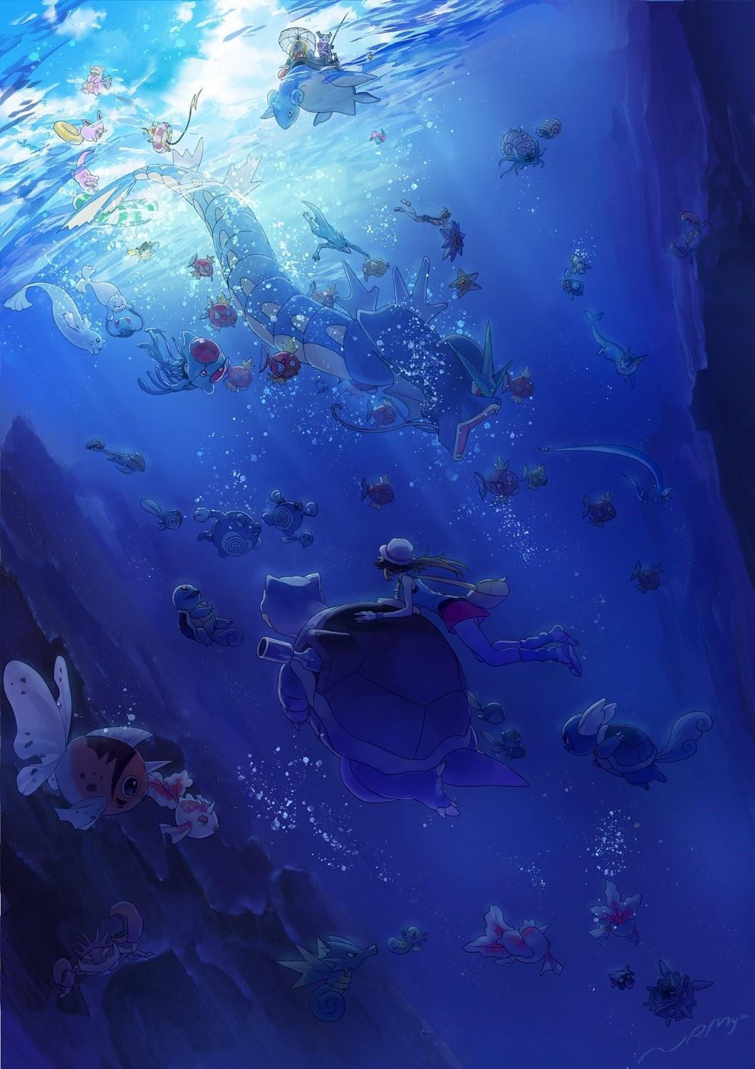 HD wallpaper, Sea, Anime, Underwater, Blastoise