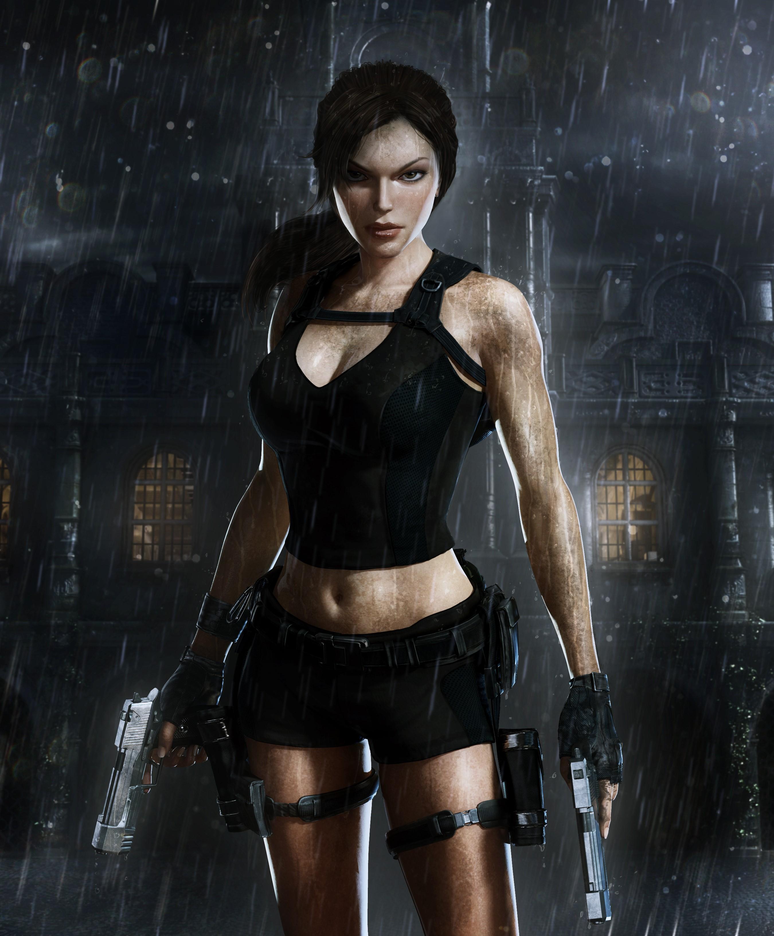 HD wallpaper, Tomb Raider Underworld, Pistols, Lara Croft, Rain