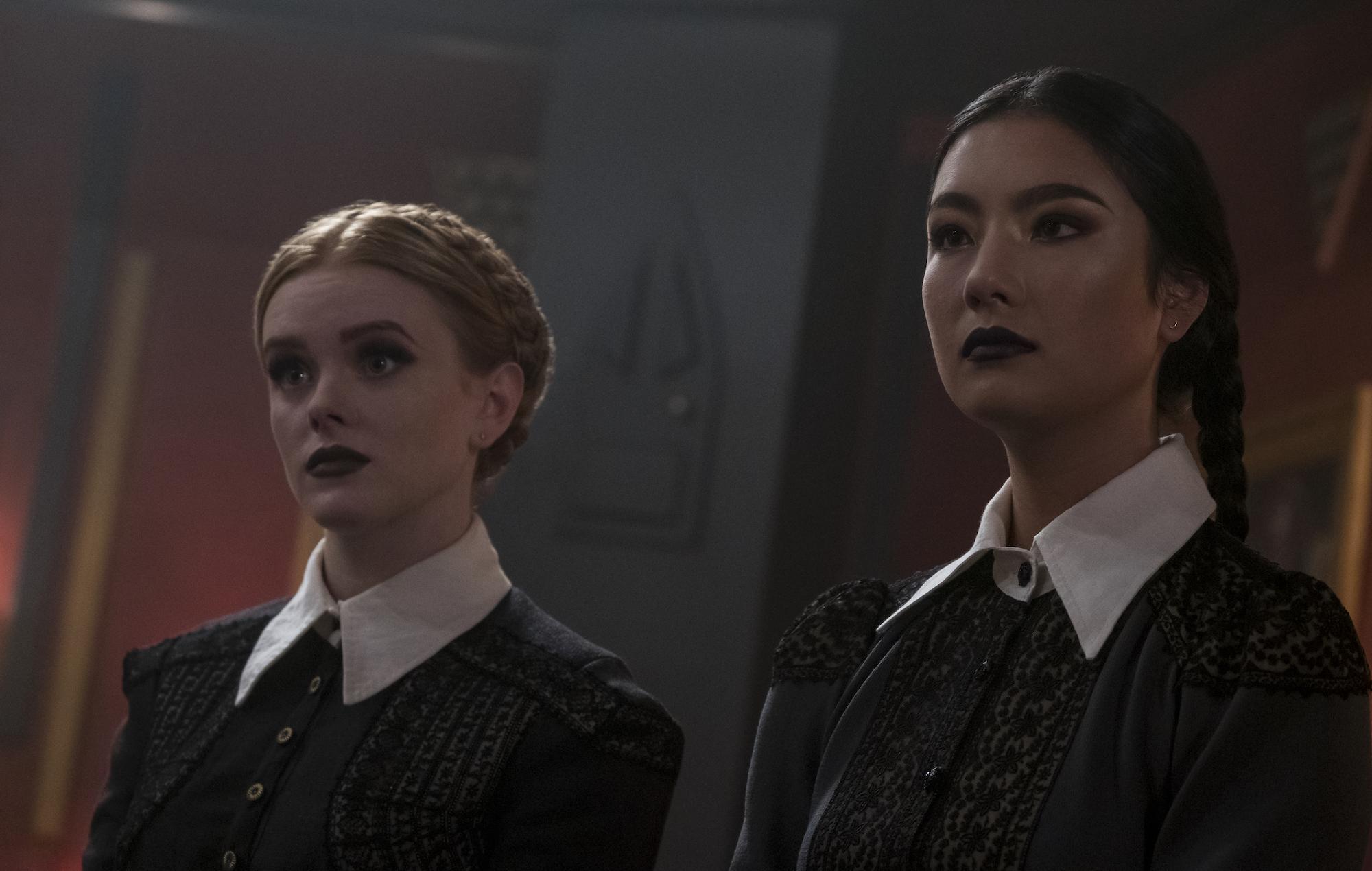 HD wallpaper, Adeline Rudolph, The Witch Sisters, Dorcas Chilling Adventures Of Sabrina, Abigail Cowen, Agatha Chilling Adventures Of Sabrina