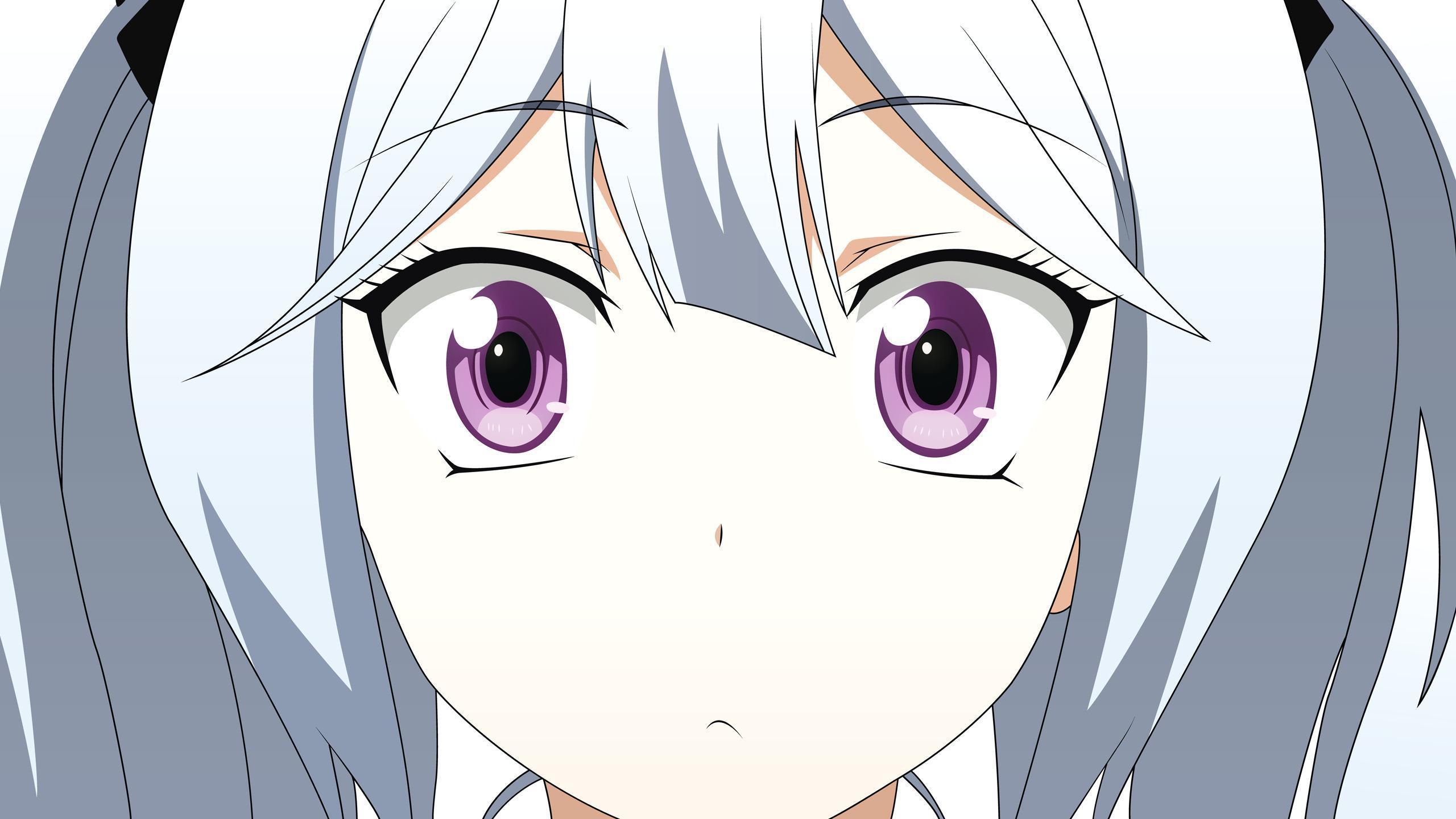 HD wallpaper, Anime Girls, Long Hair, Sakai Tama, Twintails, Purple Eyes, Silver Hair